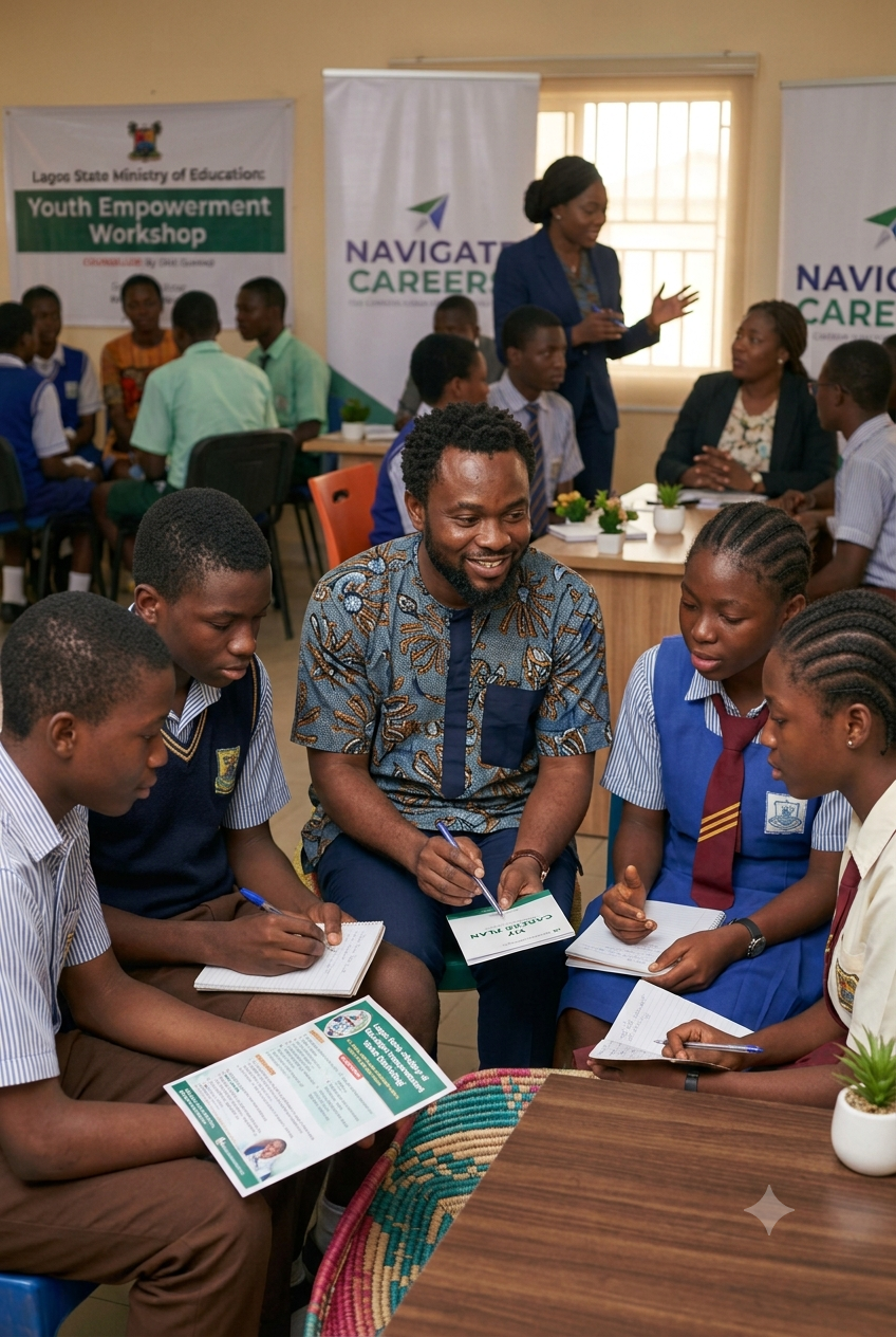Peter facilitating a career counselling session with students